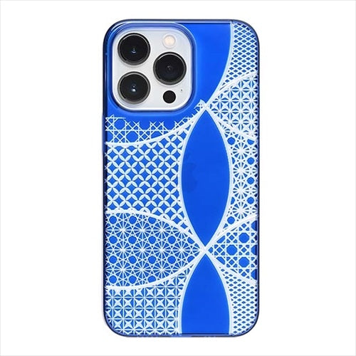 【Web限定】Air Jacket "kiriko" for iPhone 14 Pro 千代柄(七宝)(瑠璃)
