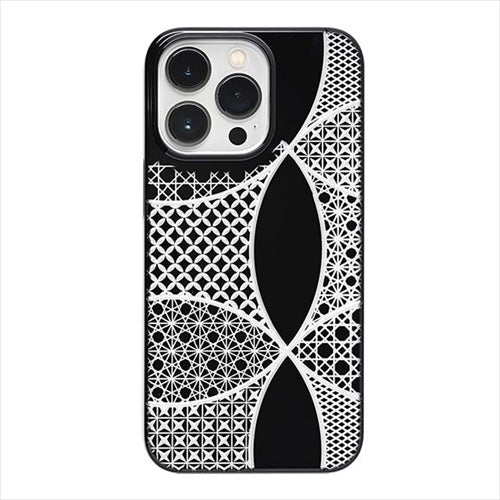 【Web限定】Air Jacket "kiriko" for iPhone 14 Pro 千代柄(七宝)(ピアノブラック)