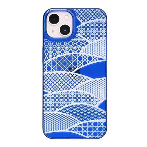 【Web限定】Air Jacket "kiriko" for iPhone 14 Plus 千代柄(扇)(瑠璃)