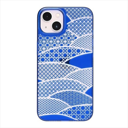 【Web限定】Air Jacket "kiriko" for iPhone 14 Plus 千代柄（扇）(瑠璃)