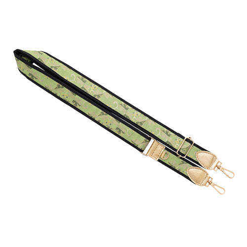 【WEB限定】P.S.SHOULDER STRAP【西陣織】 ぶどう唐草(鶸色)(縁ブラック)