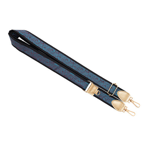 【WEB限定】P.S.SHOULDER STRAP【西陣織】 桐竹鳳凰(青色)(縁ブラック)