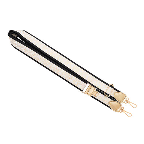 【WEB限定】P.S.SHOULDER STRAP【西陣織】 七宝(白色)(縁ブラック)