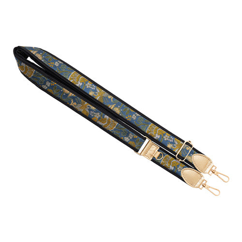 【WEB限定】P.S.SHOULDER STRAP【西陣織】 鳳凰唐草(紺色)(縁ブラック)