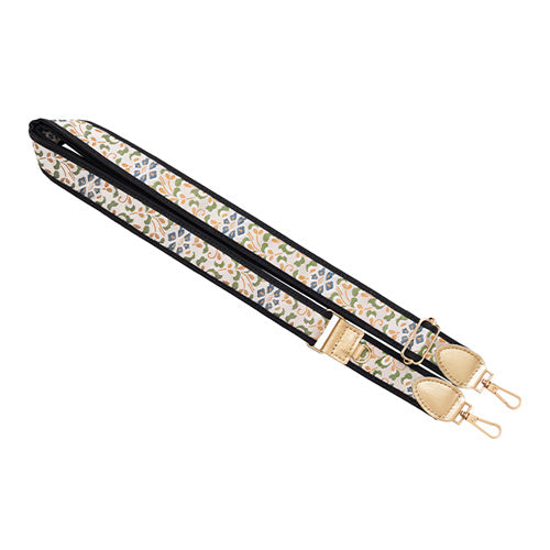 【WEB限定】P.S.SHOULDER STRAP【西陣織】 有職唐花(ベージュ)(縁ブラック)