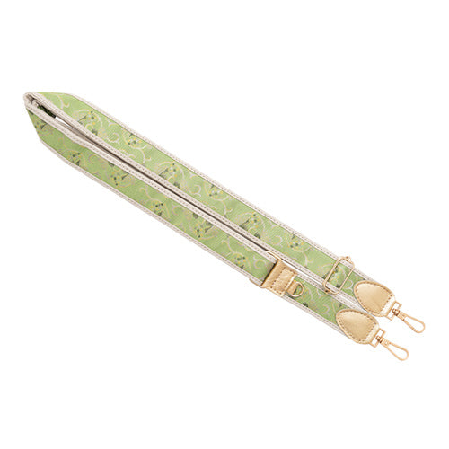 【WEB限定】P.S.SHOULDER STRAP【西陣織】 ぶどう唐草(鶸色)(縁ベージュ)