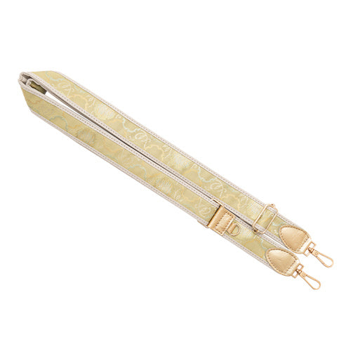 【WEB限定】P.S.SHOULDER STRAP【西陣織】 雪輪に唐草(青緑色)(縁ベージュ)