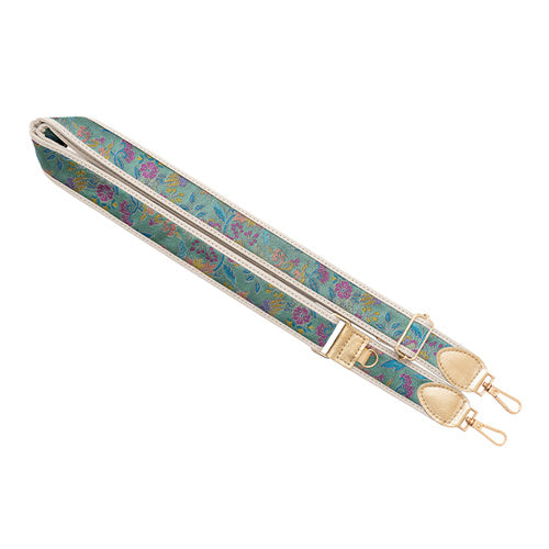 【WEB限定】P.S.SHOULDER STRAP【西陣織】 鳳凰唐草(翡翠色)(縁ベージュ)