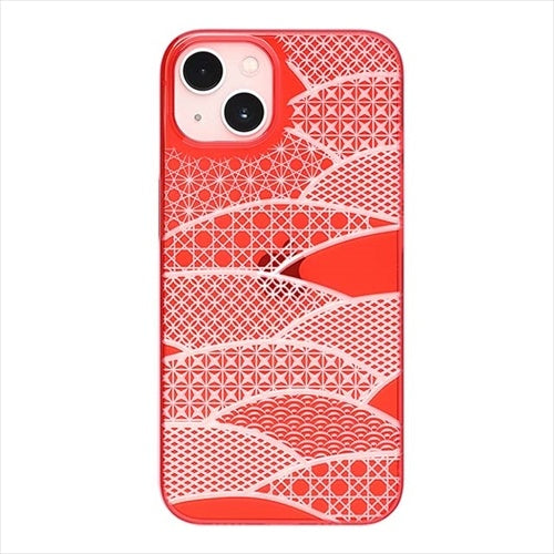 【Web限定】Air Jacket "kiriko" for iPhone 15 千代柄(扇)(紅)