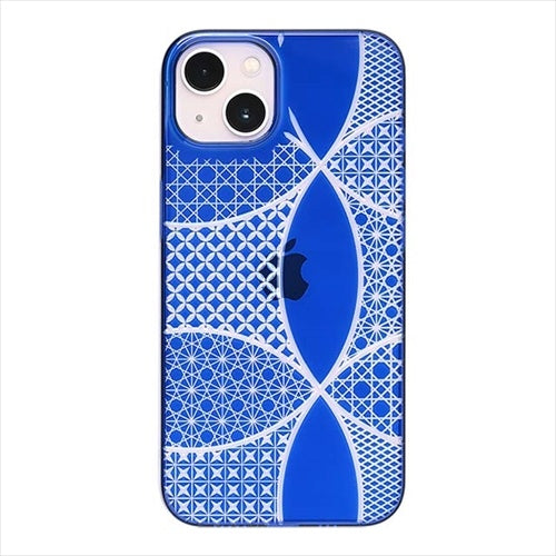 【Web限定】Air Jacket "kiriko" for iPhone 15 Plus 千代柄(七宝)(瑠璃)