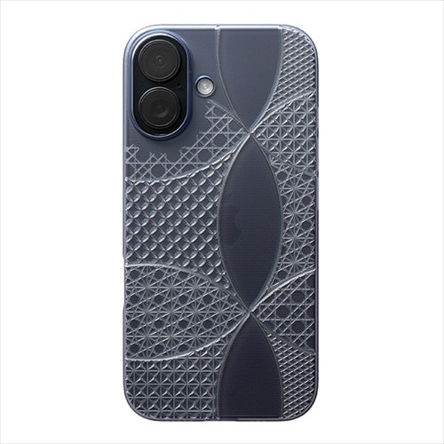 【Web限定】Air Jacket "kiriko" for iPhone 16 千代柄(七宝)(クリアネイビー)