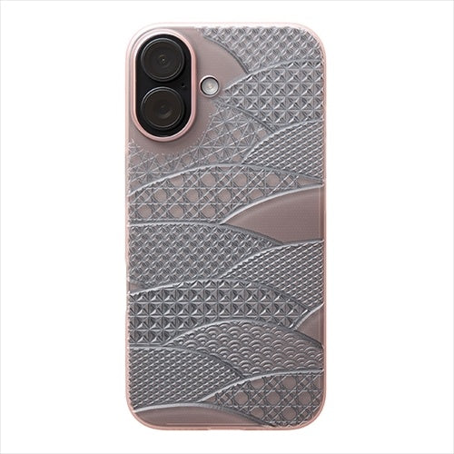 【Web限定】Air Jacket "kiriko" for iPhone 16 千代柄(扇)(クリアピンク)