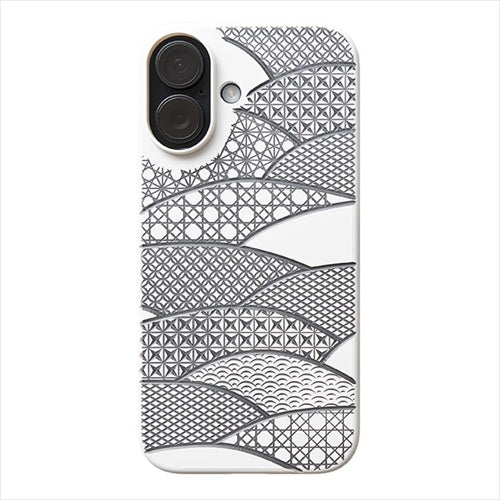 【Web限定】Air Jacket "kiriko" for iPhone 16 千代柄(扇)(ピュアホワイト)