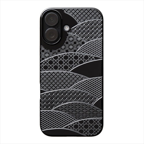 【Web限定】Air Jacket "kiriko" for iPhone 16 千代柄(扇)(ピアノブラック)