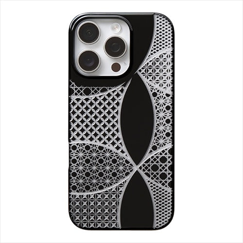 【Web限定】Air Jacket "kiriko" for iPhone 16 Pro 千代柄(七宝)(ピアノブラック)