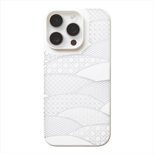 【Web限定】Air Jacket "kiriko" for iPhone 16 Pro 千代柄(扇)(ピュアホワイト)