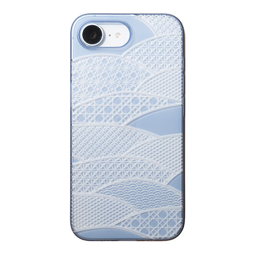 【Web限定】Air Jacket "kiriko" for iPhone 16e 千代柄(扇)(クリアネイビー)