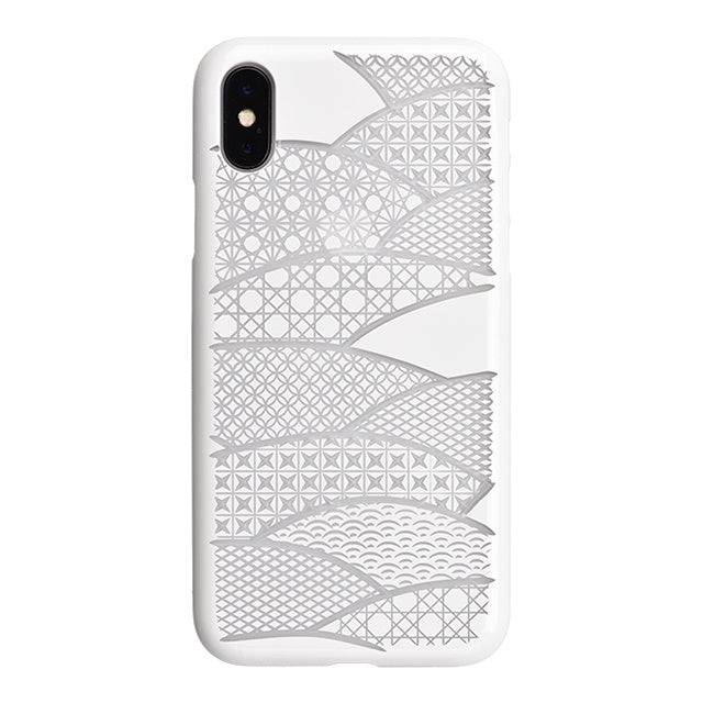 【Web限定】AIR JACKET ”kiriko” for iPhone X 千代柄・扇 (ピュアホワイト)
