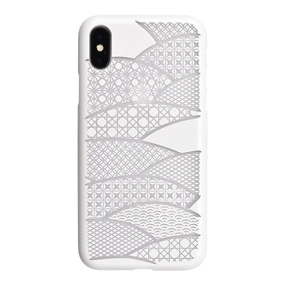 【Web限定】AIR JACKET ”kiriko” for iPhone X 千代柄・扇 (ピュアホワイト)