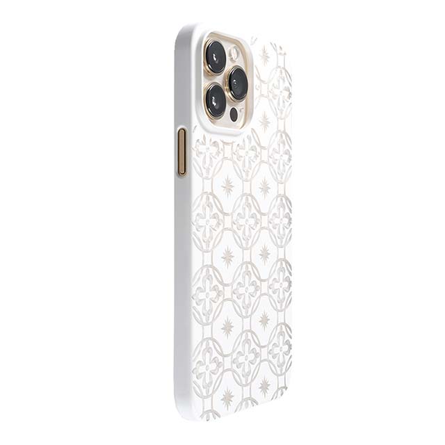 【Web限定】Air Jacket "kiriko" for iPhone 13 Pro Max 七宝に花十字 (ピュアホワイト)