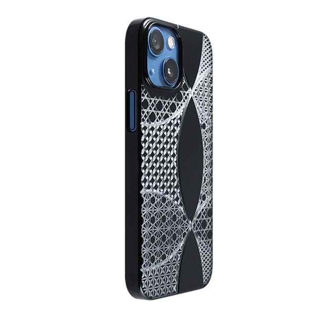 【Web限定】Air Jacket "kiriko" for iPhone 13 mini 千代柄（七宝） (ピアノブラック)