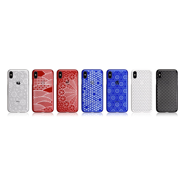 【Web限定】AIR JACKET ”kiriko” for iPhone X 千代柄・扇 (ピアノブラック)