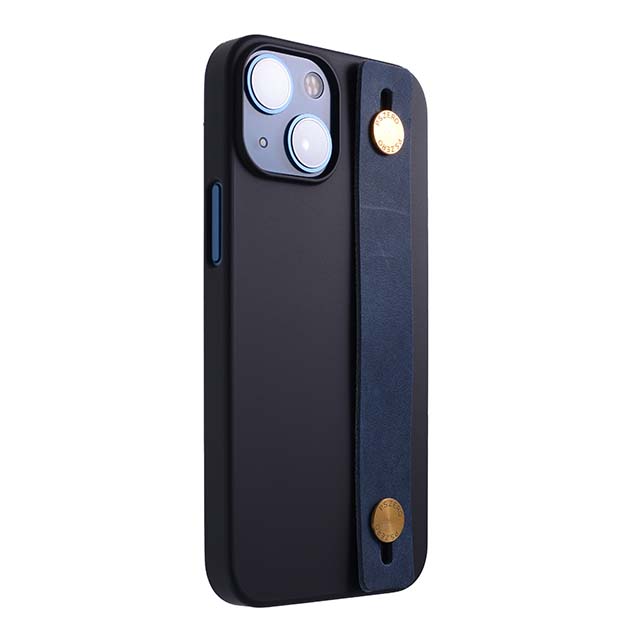 【Web限定】AirJacket Leather Band A(Black) iPhone 13 mini (Navy)　POWER SUPPORT