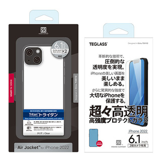 TEGLASS 超々高透明  高強度プロテクトガラス＋Air Jacket for iPhone 14 (Clear)