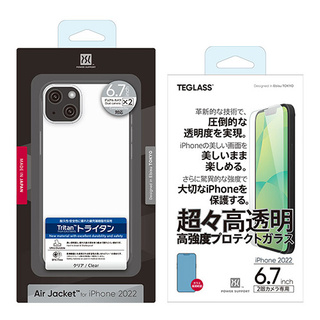 TEGLASS 超々高透明  高強度プロテクトガラス＋Air Jacket for iPhone 14 Plus (Clear)